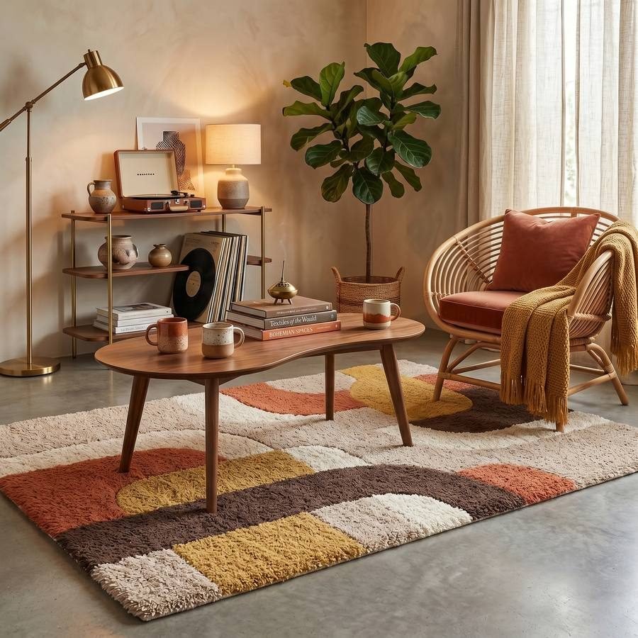 A bespoke rug designed for a lounge