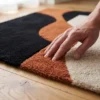 rug Hand Tufted Wool Rug – Black & Terracotta Modern Abstract Carpet