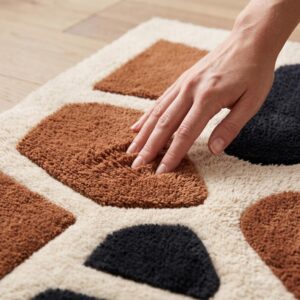 rug Hand Tufted Wool Rug – Beige & Brown Abstract Geometric Carpet