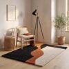 2 Hand Tufted Wool Rug – Black & Terracotta Modern Abstract Carpet