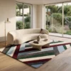 2 Hand Tufted Wool Rug – Multicolor Geometric Abstract Carpet