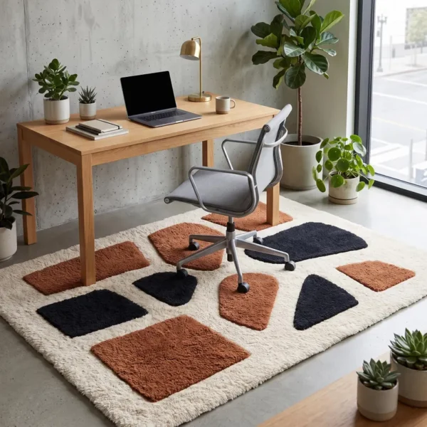 2 Hand Tufted Wool Rug – Beige & Brown Abstract Geometric Carpet