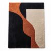 3 Hand Tufted Wool Rug – Black & Terracotta Modern Abstract Carpet