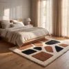 3 Hand Tufted Wool Rug – Beige & Brown Abstract Geometric Carpet
