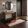 4 Hand Tufted Wool Rug – Black & Terracotta Modern Abstract Carpet