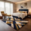 Hand Tufted Wool Rug – Mid-Century Geometric Abstract Burgundy, Ivory & Mustard Carpet (Copy)