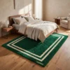 4 Hand Tufted Wool Rug – Emerald Green Border Minimalist Carpet