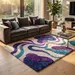 1 Modern Wool Rug – Abstract Purple Organic Hand-Tufted Sculptural Area Rug