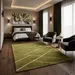 Hand-Tufted Wool Rug – Olive Green & Ivory Geometric Area Rug