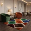 1 Hand Tufted Wool Rug – Geometric Colour Block Abstract Scandinavian Carpet