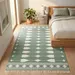 Sage Green Cotton Durrie Rug – Handwoven Geometric Flatweave Area Rug