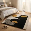 Hand Tufted Wool Rug – Black, Cream & Mustard Abstract Geometric
