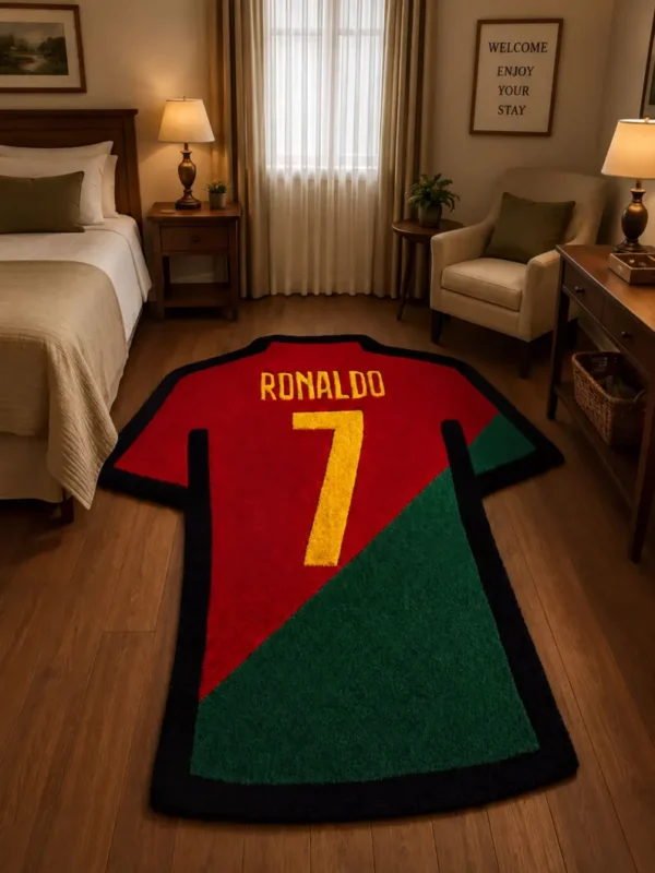 Football Jersey Rug – Handmade Sports Decor (Custom Colors & Sizes)