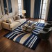 Geometric Navy Blue Rug – Handmade Scandinavian Wool Area Rug