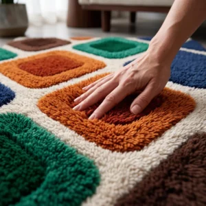 Hand Tufted Wool Rug – Geometric Colour Block Abstract Scandinavian Carpet