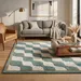 2 Sage Green Wool Rug – Abstract Wave Hand Tufted Area Rug
