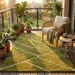 Hand-Tufted Wool Rug – Olive Green & Ivory Geometric Area Rug