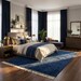Scandinavian Wool Rug – Navy Blue Hand-Tufted Plush Area Rug