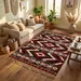 Tribal Geometric Wool Flatweave Boho Farmhouse Hallway Carpet