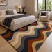 Hand Tufted Wool Area Rug – Abstract Wavy Design | Soft Plush Pile Contemporary Carpet