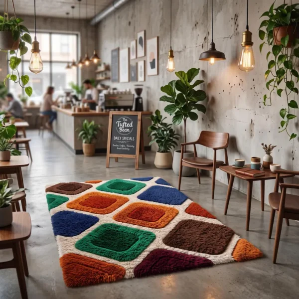2 Hand Tufted Wool Rug – Geometric Colour Block Abstract Scandinavian Carpet