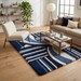 Geometric Navy Blue Rug – Handmade Scandinavian Wool Area Rug