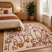 Abstract Faces Wool Rug – Hand-Tufted Terracotta & Cream Modern Art Area Rug