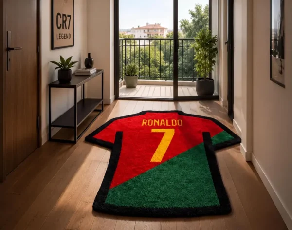 Football Jersey Rug – Handmade Sports Decor (Custom Colors & Sizes)