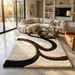 2 Black & Ivory Abstract Wool Rug – Hand Tufted Plush Area Rug