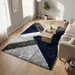 Hand-Tufted Wool Rug – Navy Blue Geometric Plush Shag Area Rug