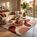 Abstract Wool Area Rug – Burgundy & Mustard Circle Hand Tufted Rug