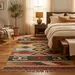 Handwoven Southwestern Cotton Durrie Rug – Tribal Flatweave Bohemian Area Rug with Earthy Geometric Pattern
