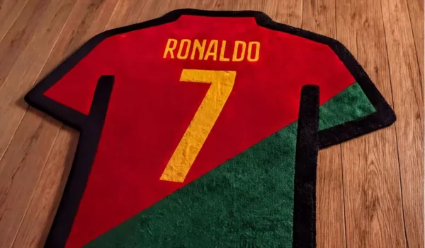 Football Jersey Rug – Handmade Sports Decor (Custom Colors & Sizes)