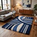 Geometric Navy Blue Rug – Handmade Scandinavian Wool Area Rug