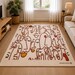 Abstract Faces Wool Rug – Hand-Tufted Terracotta & Cream Modern Art Area Rug