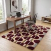 4 Hand Tufted Wool Rug – Mid-Century Geometric Abstract Burgundy, Ivory & Mustard Carpet (Copy)