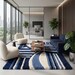 Geometric Navy Blue Rug – Handmade Scandinavian Wool Area Rug