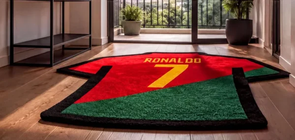 Football Jersey Rug – Handmade Sports Decor (Custom Colors & Sizes)
