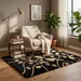 4 Abstract Botanical Wool Rug – Black & Beige Hand Tufted Area Rug