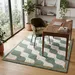 4 Sage Green Wool Rug – Abstract Wave Hand Tufted Area Rug