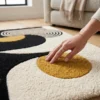 Hand Tufted Wool Rug – Black, Cream & Mustard Abstract Geometric