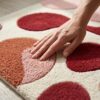 Abstract Wool Area Rug – Burgundy & Mustard Circle Hand Tufted Rug