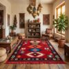 Tribal Kilim Rug – Bold Southwestern Colours with Handwoven Fringe