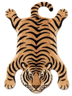 Handmade Tiger Wool Rug – Hand-Tufted Safari Animal Area Rug