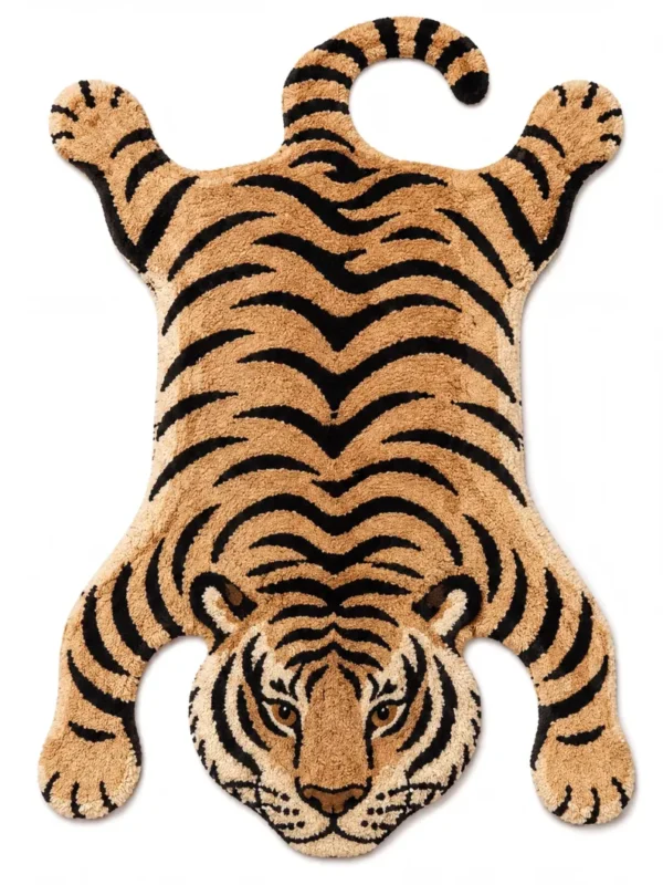 Handmade Tiger Wool Rug – Hand-Tufted Safari Animal Area Rug