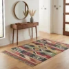 Handwoven Southwestern Cotton Durrie Rug – Tribal Flatweave Bohemian Area Rug with Earthy Geometric Pattern