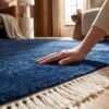 Scandinavian Wool Rug – Navy Blue Hand-Tufted Plush Area Rug