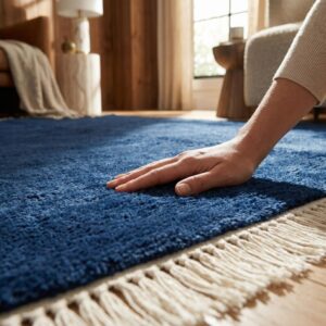 Scandinavian Wool Rug – Navy Blue Hand-Tufted Plush Area Rug