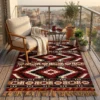 Tribal Geometric Wool Flatweave Boho Farmhouse Hallway Carpet