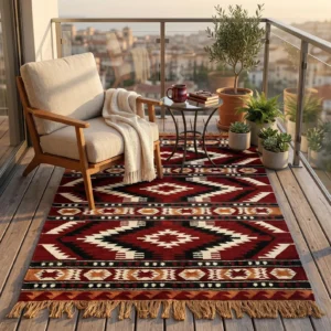 home Tribal Geometric Wool Flatweave Boho Farmhouse Hallway Carpet
